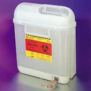 5.4 Quart Sharps Medical Waste Collector with Locking Wall Bracket