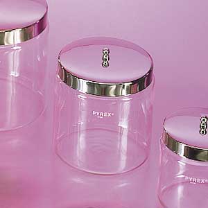 Pyrex Glass Jar with Stainless Steel Cover, 5" x 5"
