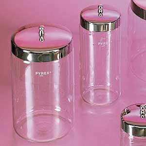 Pyrex Glass Jar with Stainless Steel Cover, 7"x 3"