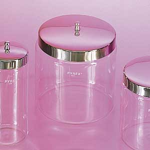 Pyrex Glass Jar with Stainless Steel Cover, 6" x 6"