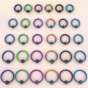14 Gauge Niobium Captive Bead Rings with Hematite Bead Spaulding Rogers Mfg Inc. Tattooing Equipment Supplies
