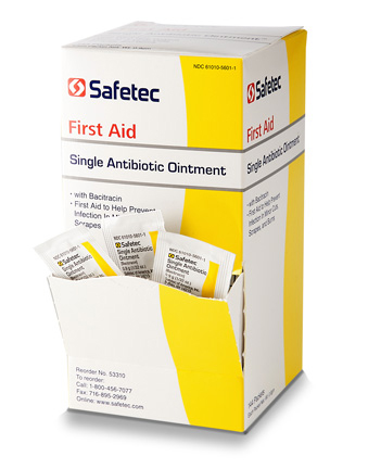 Safetec Single Antibiotic Ointment - Bacitracin Zinc - Box of 144