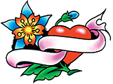 heart flower banner tattoo